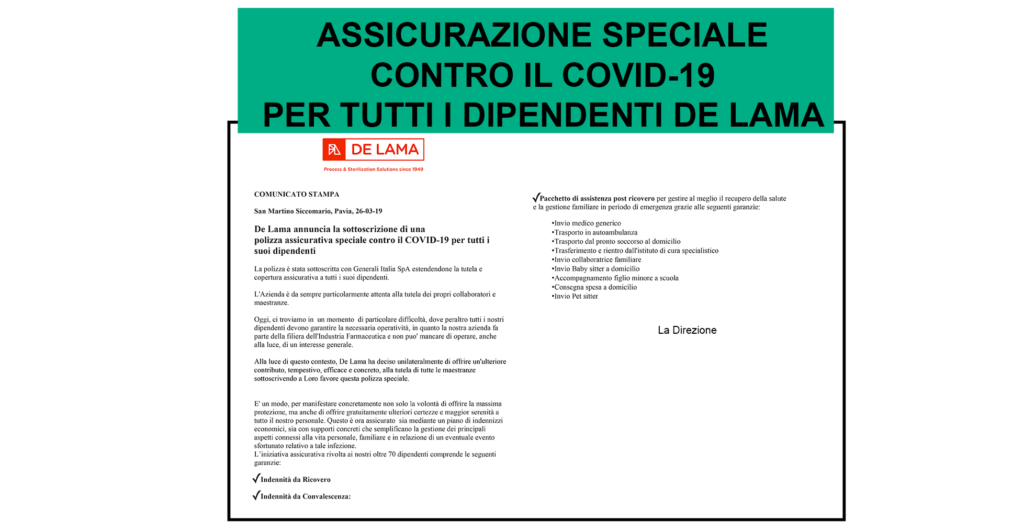 De Lama announces the signing of a special insurance policy against COVID-19 for all its employees