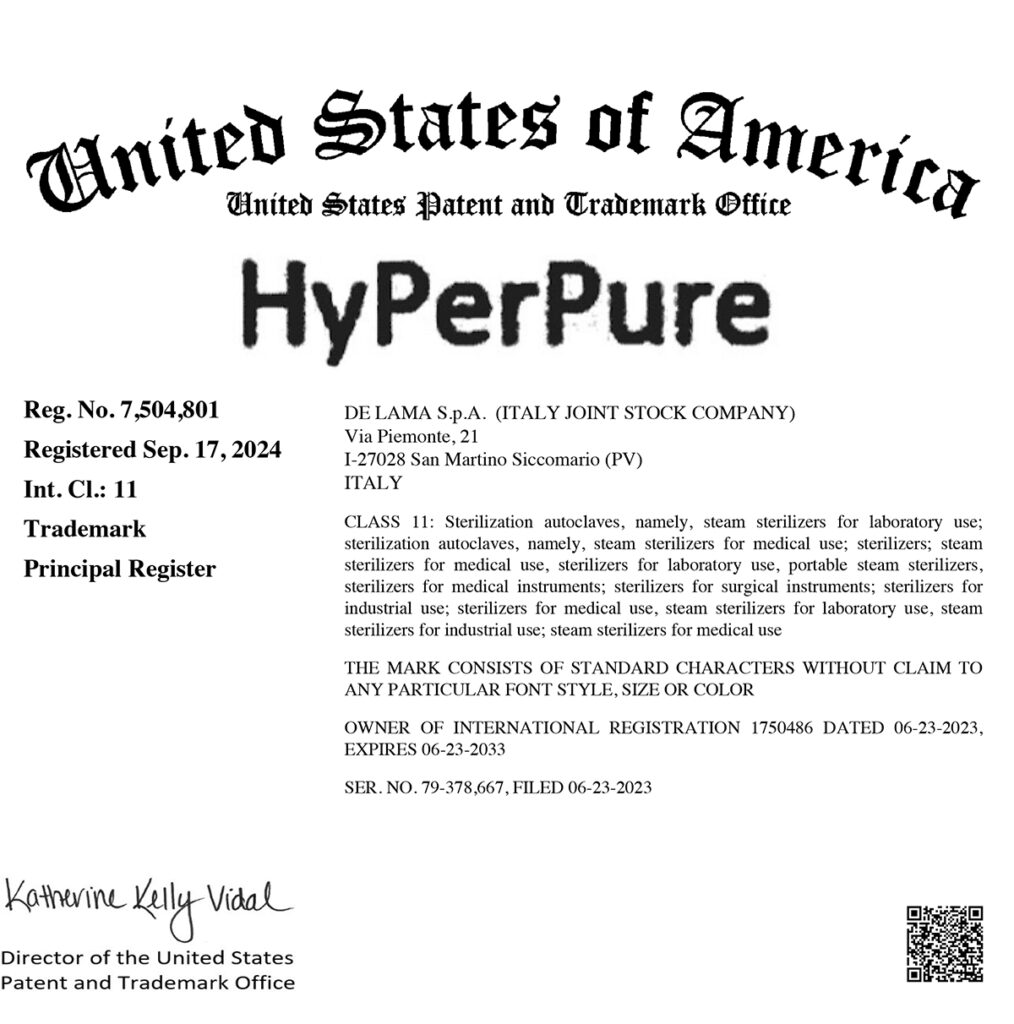 HyPerPure® by De Lama officially becomes a registered trademark also in the United States