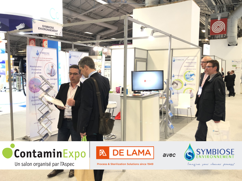 De Lama at Contaminexpo Paris, with Symbiose Environnement show new amazing products including hydrogen peroxide sterilizer and new pharma washer