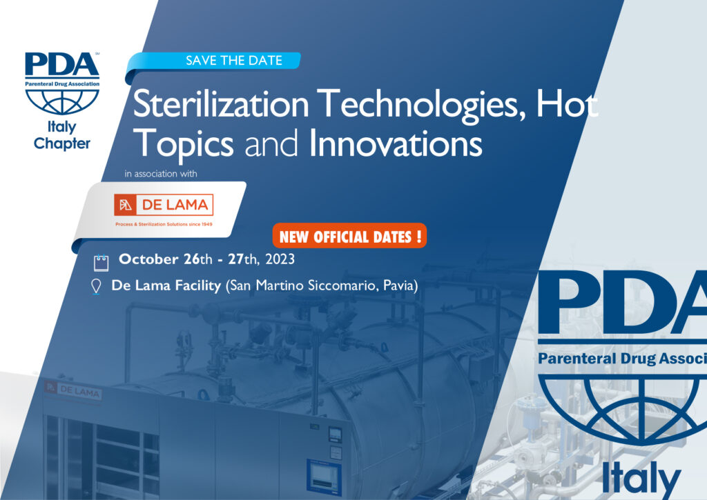 ¡Reserva! Seminario PDA Italy Chapter ‘𝙎𝙩𝙚𝙧𝙞𝙡𝙞𝙯𝙖𝙩𝙞𝙤𝙣 𝙏𝙚𝙘𝙝𝙣𝙤𝙡𝙤𝙜𝙞𝙚𝙨, 𝙃𝙤𝙩 𝙏𝙤𝙥𝙞𝙘𝙨 𝙖𝙣𝙙 𝙄𝙣𝙣𝙤𝙫𝙖𝙩𝙞𝙤𝙣𝙨’ presentado por De Lama