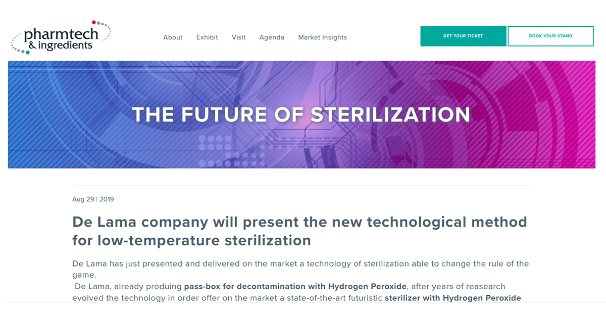 PHARMTECH & INGREDIENTS RUSSIAN FAIR TALKS ABOUT DE LAMA HYDROGEN PEROXIDE LOW TEMPERATURE STERILIZER