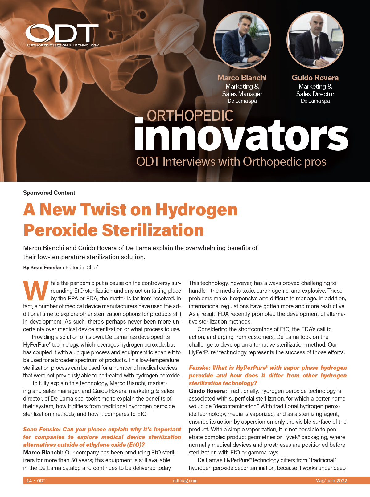 ODT MAGAZINE INTERVIEW: A New Twist on Hydrogen Peroxide Sterilization